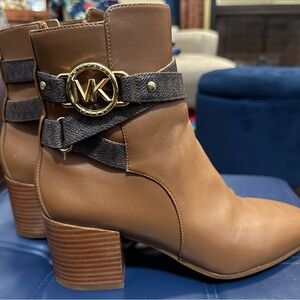 MICHAEL Michael Kors Tan Ankle Booties with Gold Accent